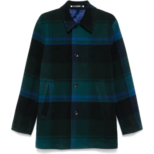 Single-Breasted Coats, male, , Size: 2XL Plaid Fleece Coat - Paul Smith - Modalova