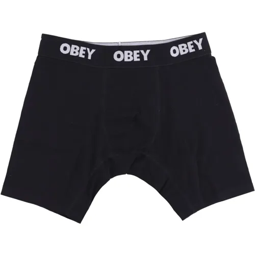 Klassische Herren Boxershorts 2er Pack Schwarz , Herren, Größe: L - Obey - Modalova