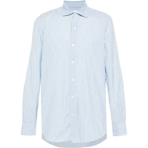 Blue and white striped shirt , male, Sizes: XL, 2XL, L - Finamore - Modalova