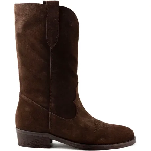 Cowboy Boots, female, , Size: 9 US Suede Knee-High Boots with Zip - Via Roma 15 - Modalova