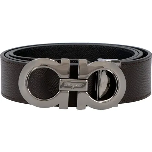 Belts, male, , Size: 115 CM Reversible Leather Belt with Metal Buckle - Ferragamo - Modalova