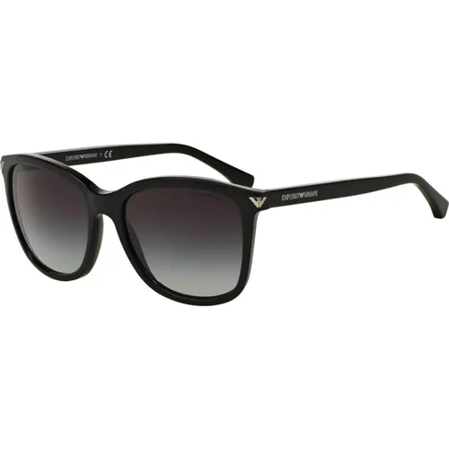 Schwarze/Graue Sonnenbrille , Damen, Größe: 56 MM - Emporio Armani - Modalova