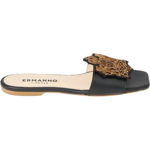 Low sandal with emblem , female, Sizes: 3 UK, 5 UK - Ermanno Scervino - Modalova