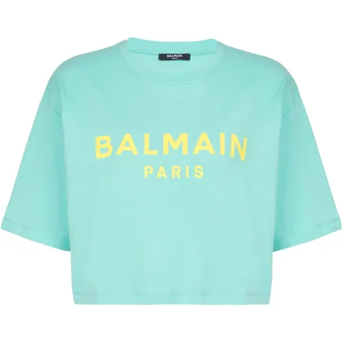 T-Shirt mit Paris-Druck , Damen, Größe: M - Balmain - Modalova