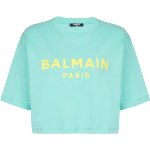 T-Shirt mit Paris-Druck , Damen, Größe: XL - Balmain - Modalova