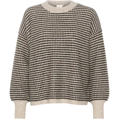 Federgrau/ Schwarz Strickpullover , Damen, Größe: XS - Kaffe - Modalova