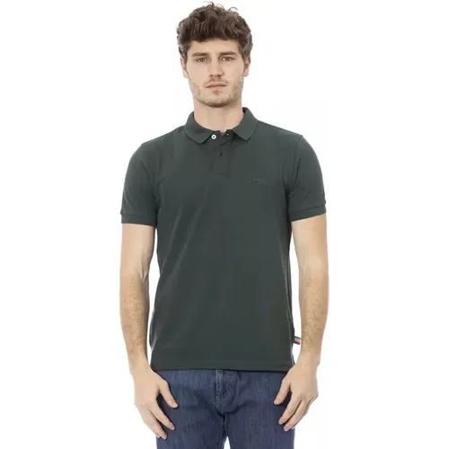 Grünes Baumwoll-Poloshirt mit Stickerei , Herren, Größe: XL - Baldinini - Modalova