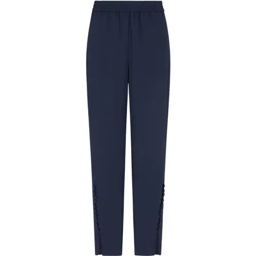 Slim-fit Trousers, female, , Size: M Creponne Elastic Waist Trousers - Emporio Armani - Modalova