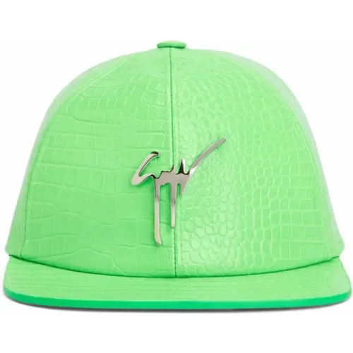 Caps, male, , Size: M Cohen Signature Logo Leather Baseball Cap - giuseppe zanotti - Modalova