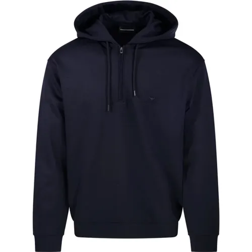 Hoodies, male, , Size: M Navy Hoodie Sweatshirt - Emporio Armani - Modalova