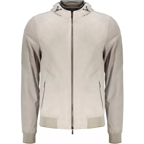 Bomber Jackets, male, , Size: L Hooded Leather Bomber Jacket - Moorer - Modalova