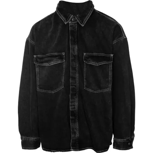 Denim Hemd Oversized Fit Metallknöpfe , Herren, Größe: S - American vintage - Modalova