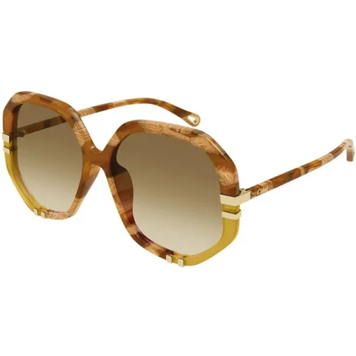 Braune Sonnenbrille mit braunen Gläsern - Chloé - Modalova
