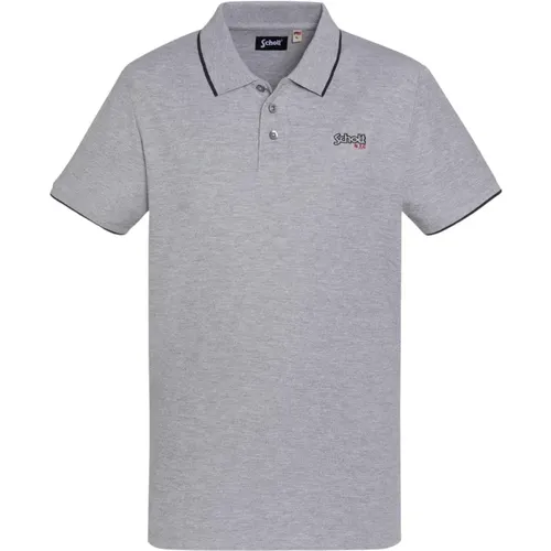 Graues Polo-Shirt mit gesticktem Logo , Herren, Größe: S - Schott NYC - Modalova