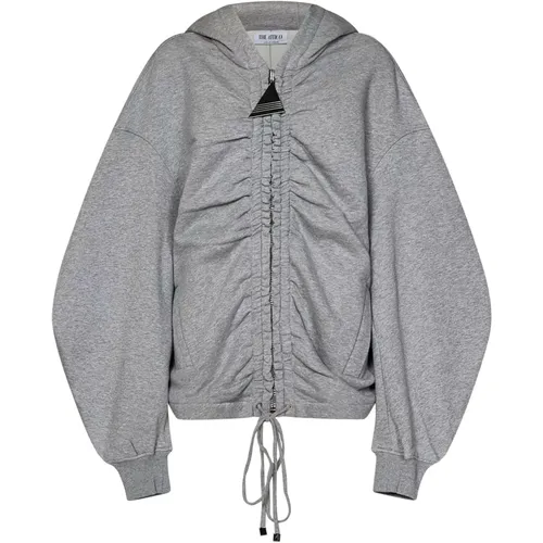 Grey Zip-Up Hoodie with Gathered Detailing , female, Sizes: XS - The Attico - Modalova