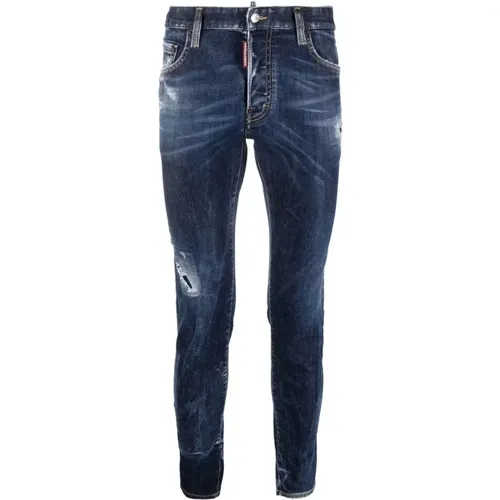 Slim Fit Dark Distressed Jeans , male, Sizes: XS - Dsquared2 - Modalova
