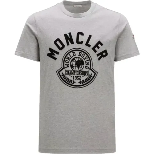 College-inspiriertes Crew-Neck T-Shirt , Herren, Größe: S - Moncler - Modalova