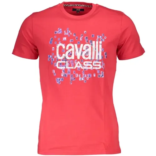 T-Shirts, male, , Size: L Printed Logo Round Neck T-Shirt - Cavalli Class - Modalova