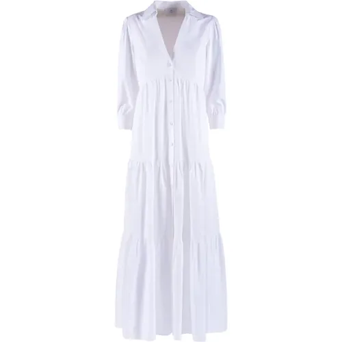 Weiße Baumwollrüschenkleid , Damen, Größe: XS - Nenette - Modalova