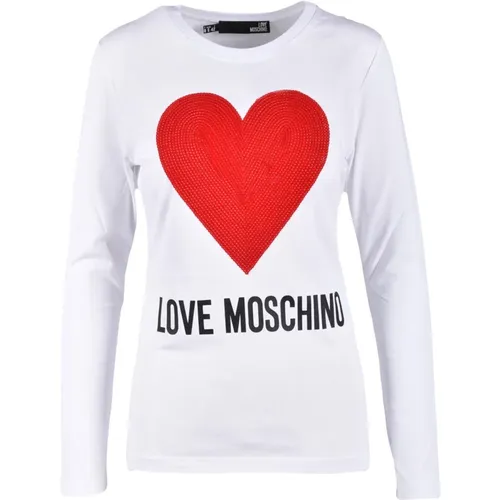 Long Sleeve Tops, female, , Size: M Cotton Spandex T-shirt - Love Moschino - Modalova