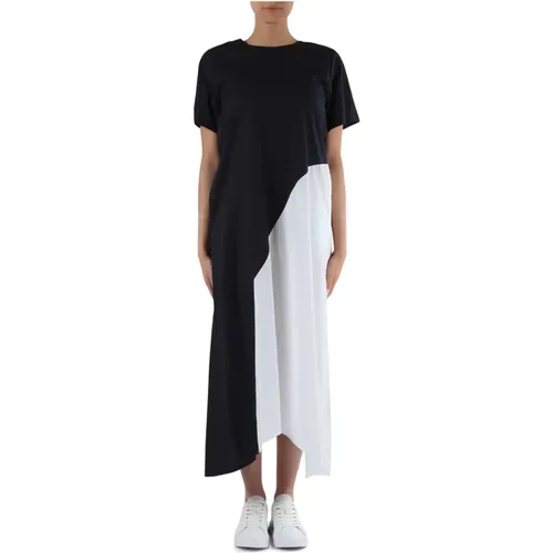 Flared poplin dress with short sleeves , female, Sizes: S, XL, L, XS, M - Alpha Studio - Modalova