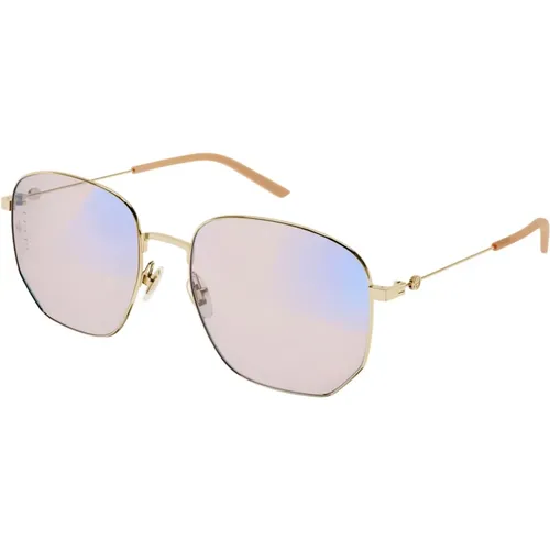 Gold/Blau&Beyond Pink Linse Sonnenbrille , Damen, Größe: 56 MM - Gucci - Modalova