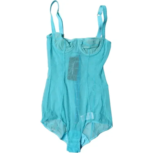 Body, female, , Size: S Tulle Balconette Bra Bodysuit with Logo - Dolce & Gabbana - Modalova
