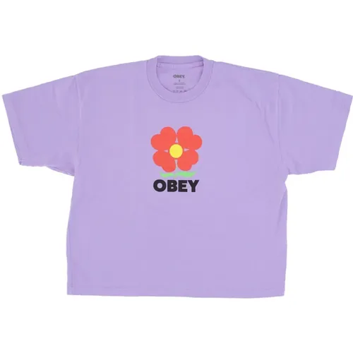 T-Shirts, female, , Size: M Custom Lavender Crop Tee - Obey - Modalova