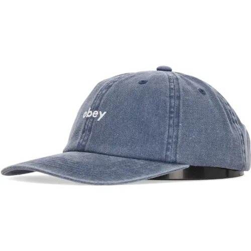 Curved Visor Strapback Cap Navy , male, Sizes: ONE SIZE - Obey - Modalova