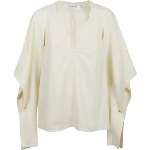 Vanilla Top Drape Sleeve - Oversized Feminine Blouse , female, Sizes: S - Victoria Beckham - Modalova