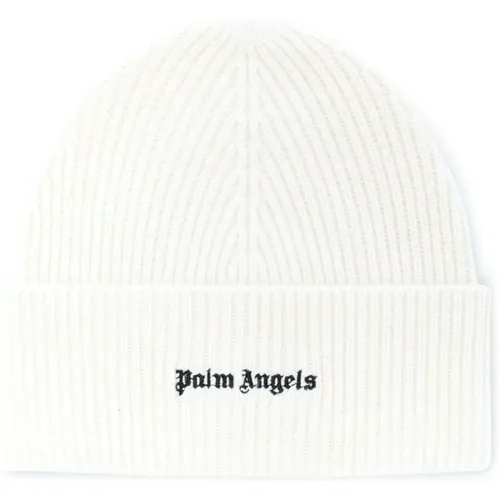 Ribbed Knit Logo Patch Hat , male, Sizes: ONE SIZE - Palm Angels - Modalova