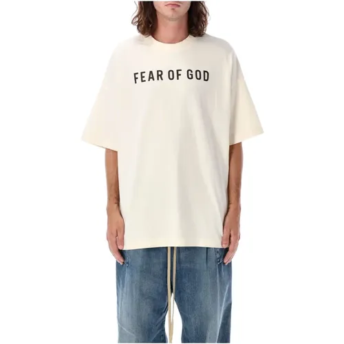 T-Shirts, male, , Size: M Cream T-Shirt Oversized Soft Cotton - Fear Of God - Modalova