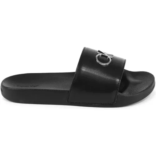 Sliders, female, , Size: 8 US Metal Logo Flip Flops - Calvin Klein - Modalova