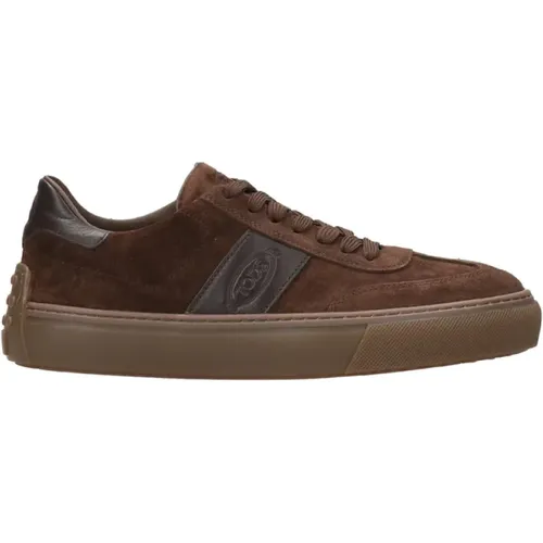 Dark Suede Sneakers with Leather Inserts , male, Sizes: 7 UK - TOD'S - Modalova