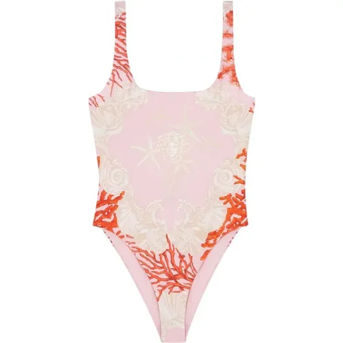 Coral Print One-Piece Swimsuit , female, Sizes: 2XL, L, XL - Versace - Modalova