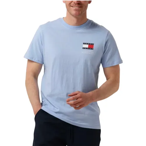 Herren Polo & T-Shirts Slim Essential Flag Tee , Herren, Größe: S - Tommy Jeans - Modalova