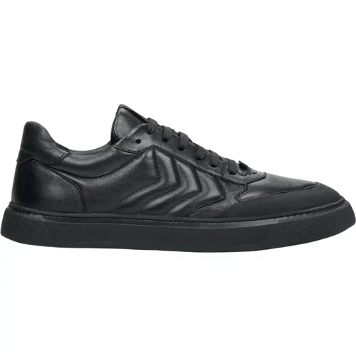 Herren Schwarze Leder Low-Top Sneakers Er00111760 - Estro - Modalova