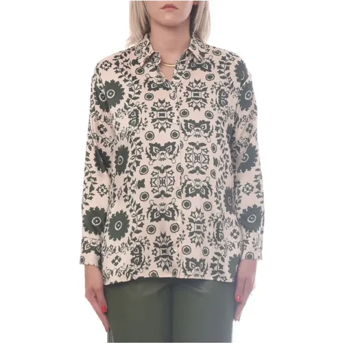 Contrast Pattern Women Shirt , female, Sizes: XS - Marella - Modalova