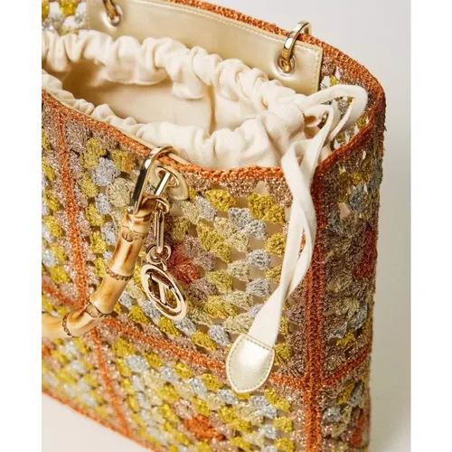 Handmade Crochet Lurex Shopper Bag , female, Sizes: ONE SIZE - Twinset - Modalova