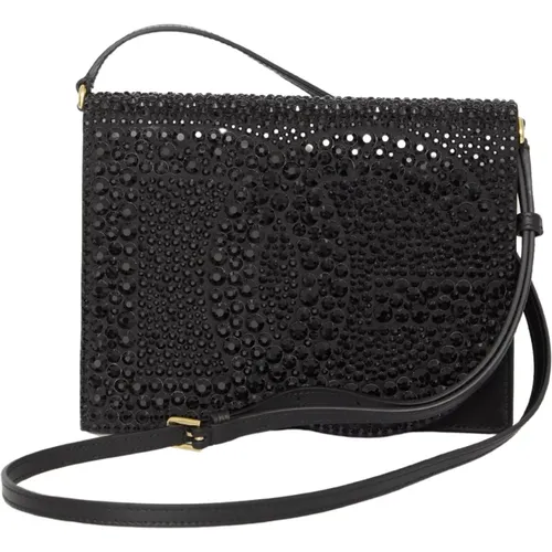 Schwarze Crossbody-Tasche mit Kristallen - Dolce & Gabbana - Modalova