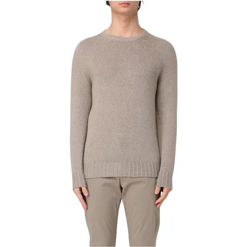 Round-neck Knitwear, male, , Size: M Linen Crew Neck Knit Sweater - Drumohr - Modalova