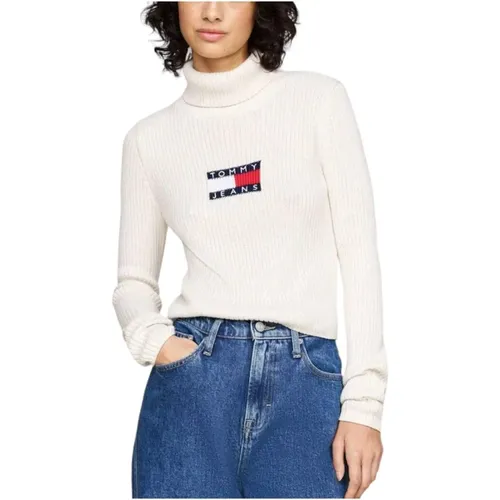 Retro Rippstrick Rollkragenpullover , Damen, Größe: XS - Tommy Hilfiger - Modalova