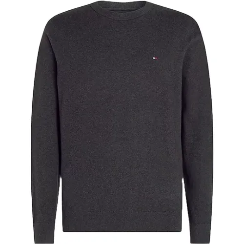 Grey Knit Sweater Regular Fit , male, Sizes: M, L, 2XL, XL, 3XL - Tommy Hilfiger - Modalova