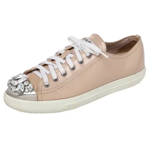 Pre-owned Sneakers, female, , Size: 8 1/2 US Pre-owned Leather sneakers - Miu Miu Pre-owned - Modalova