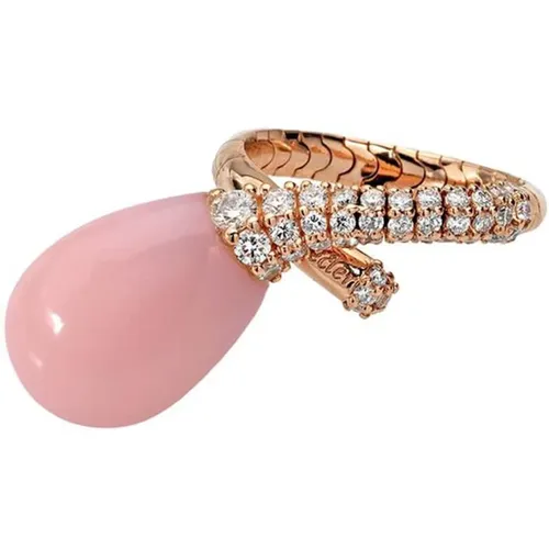 Harmonic Stem Ring in Rose Gold with Diamonds and Opal , female, Sizes: ONE SIZE - Chantecler - Modalova