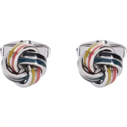 Earrings, male, , Size: ONE SIZE Artist Stripe Knot Cufflinks - PS By Paul Smith - Modalova