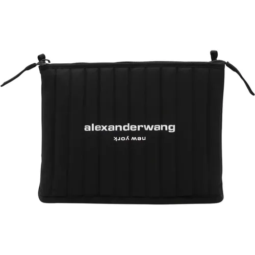 Schwarze Nylon-Tote-Tasche mit Logo , Damen, Größe: ONE Size - alexander wang - Modalova