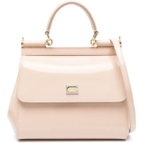 Handbags,Mittlere Sicily Tasche aus glänzendem Kalbsleder - Dolce & Gabbana - Modalova