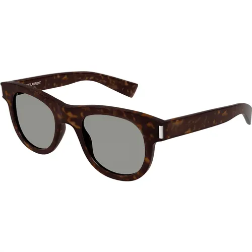 Havana/Grey Sunglasses SL 571 , unisex, Sizes: 51 MM - Saint Laurent - Modalova