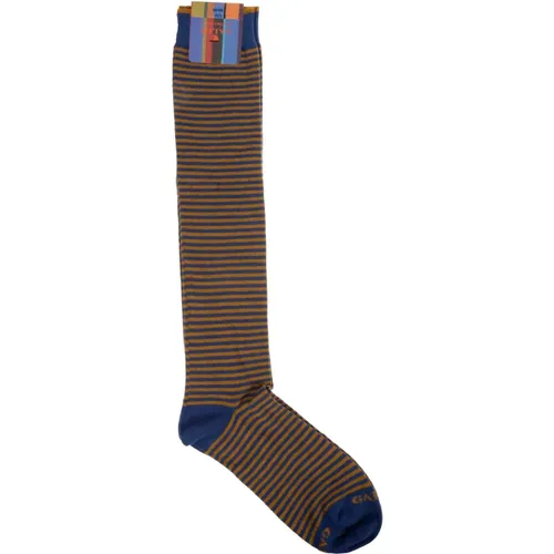 Italienische Windsor Gestreifte Lange Socken,Iconic Windsor Stripe Herrensocken,Iconic Windsor Gestreifte Baumwollsocken - Gallo - Modalova